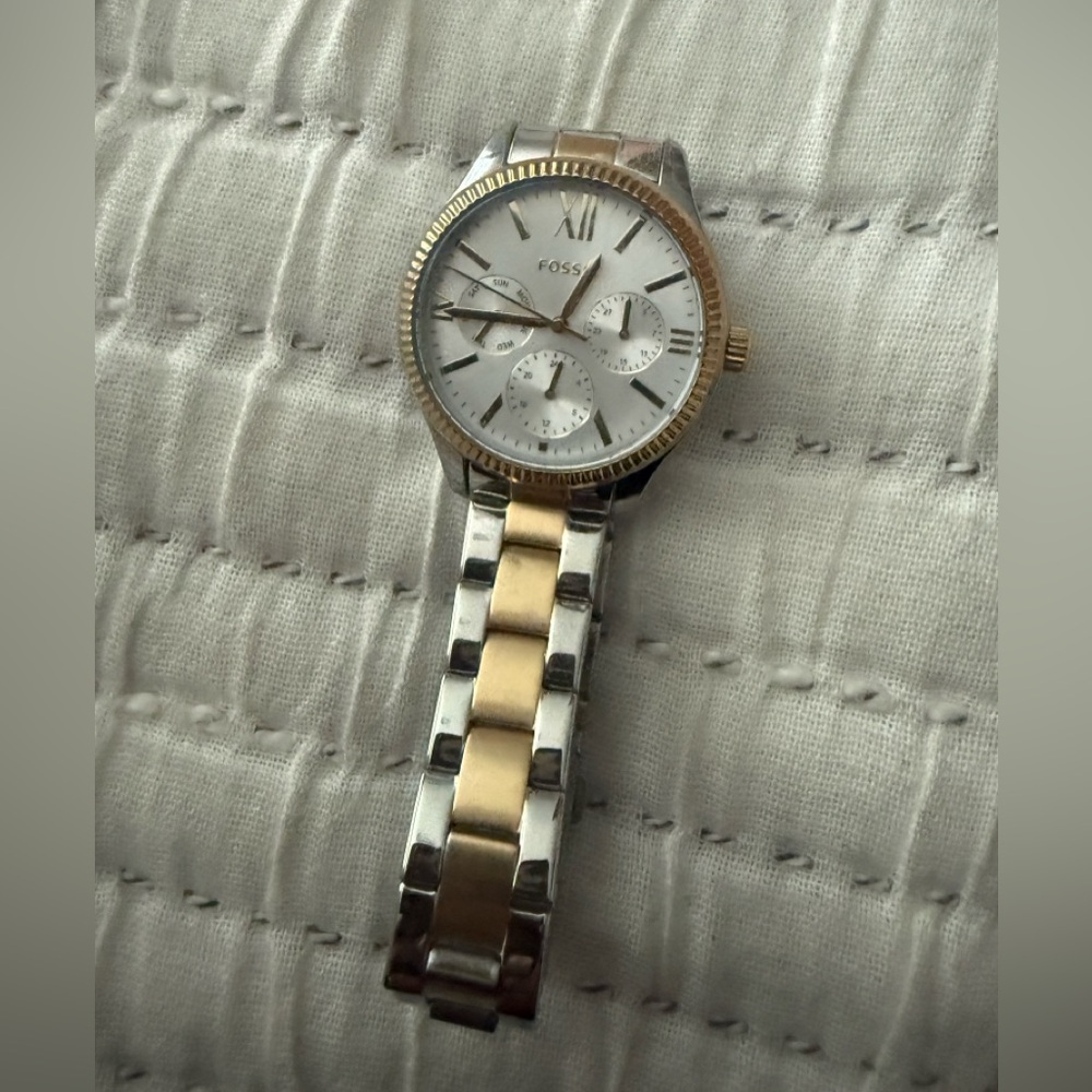 Fossil Two-Tone Silver and Gold Women's Bracelet Watch